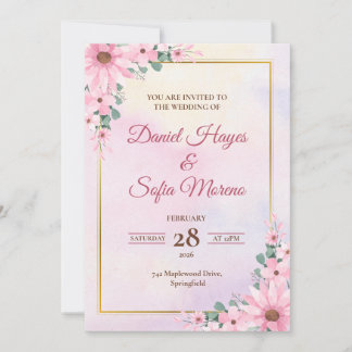 Invitation de mariage personnalisée à l'aquarelle