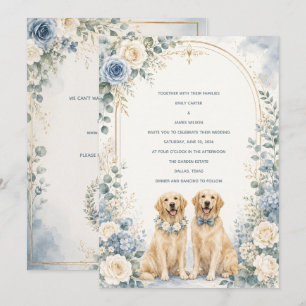 Invitation de mariage personnalisée au bleu poussi