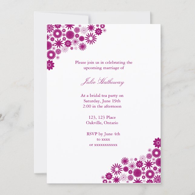 Invitation de mariage personnalisée aux fleurs de  (Devant)