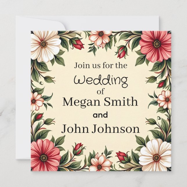 Invitation de mariage personnalisée avec élégante  (Devant)