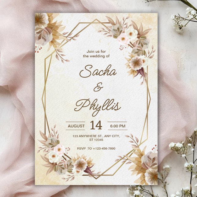 Invitation de mariage personnalisée avec fleurs ru (Créateur téléchargé)