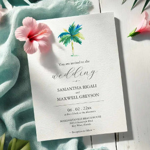 Invitation de mariage personnalisée avec palmier à