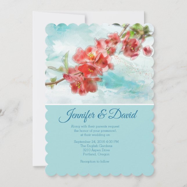 Invitation de mariage personnalisée de coing japon (Devant)