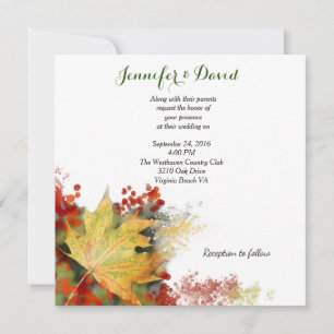 Invitation de mariage personnalisée de la feuille