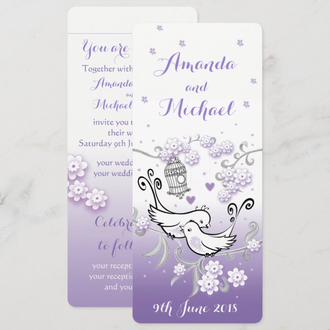 Invitation de mariage personnalisée des inséparabl (Devant / Derrière)