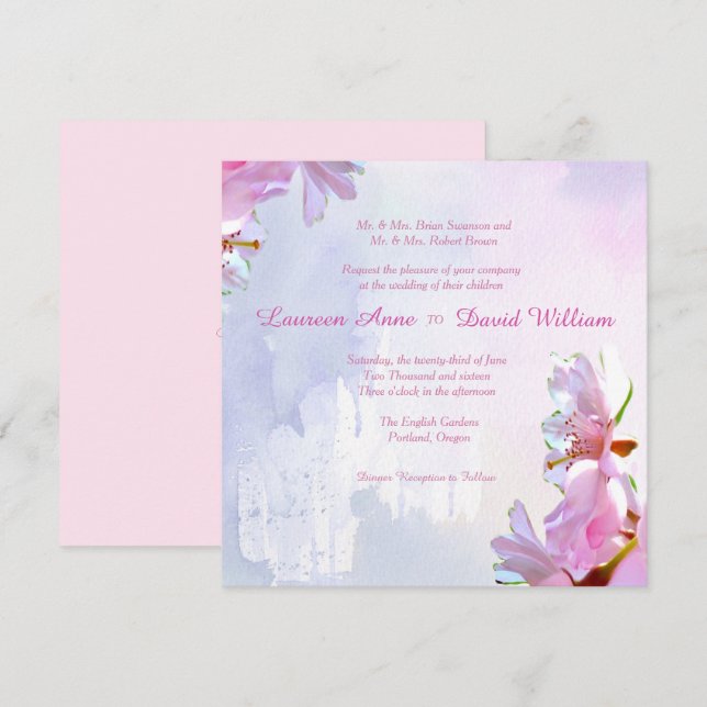 Invitation de mariage personnalisée en fleurs de c (Devant / Derrière)