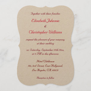 Invitation de mariage personnalisée Kraft simple e