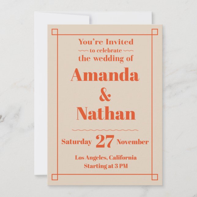 Invitation de mariage personnalisée minimaliste ré (Devant)