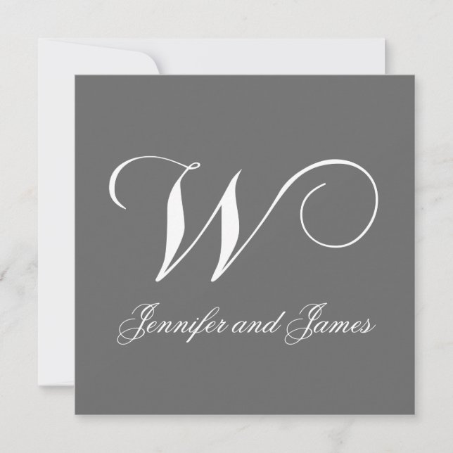 Invitation de mariage personnalisée Monogramme W N (Devant)