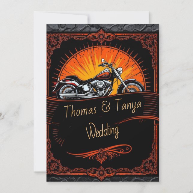 Invitation de mariage personnalisée pour motard (Devant)