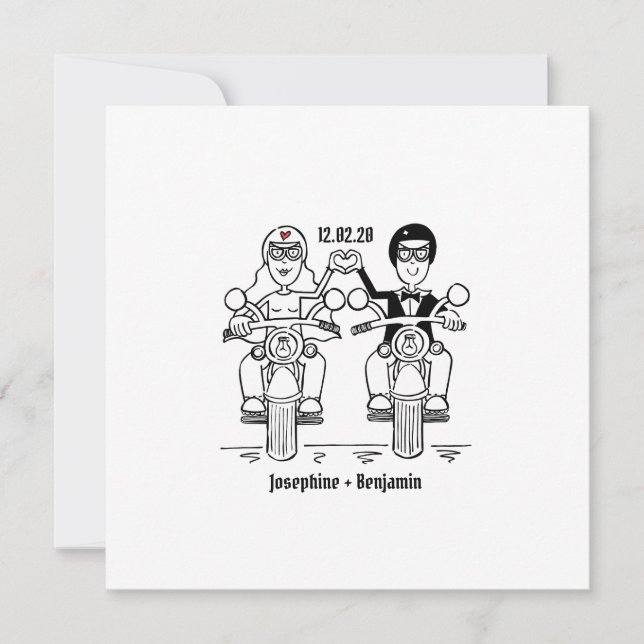 Invitation de mariage personnalisée pour motard (Devant)