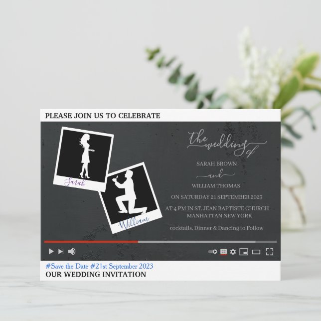 Invitation de mariage personnalisée sur le thème Y (Debout devant)