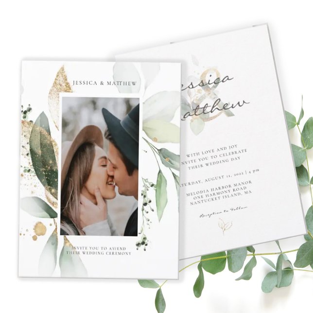 Invitation de mariage photo au eucalyptus à petit  (Créateur téléchargé)