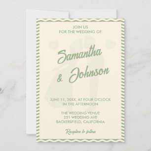 Invitation de mariage photo avec code QR à rayures