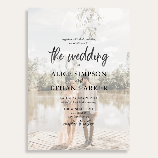 Invitation de mariage photo avec écriture moderne  (Créateur téléchargé)