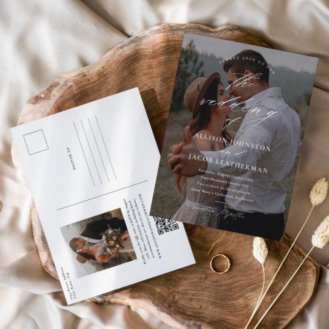 Invitation de mariage photo avec QR Code élégant (Créateur téléchargé)