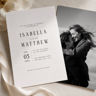 Invitation de mariage photo avec typographie moder