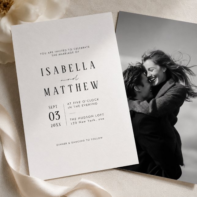 Invitation de mariage photo avec typographie moder (Créateur téléchargé)