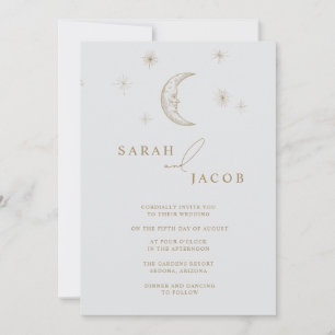 Invitation de mariage photo céleste étoile et lune