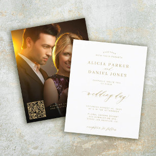 Invitation de mariage photo code QR budgétaire