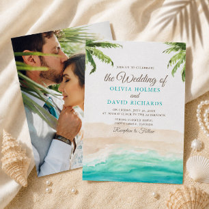 Invitation de mariage photo de couple tropical à l