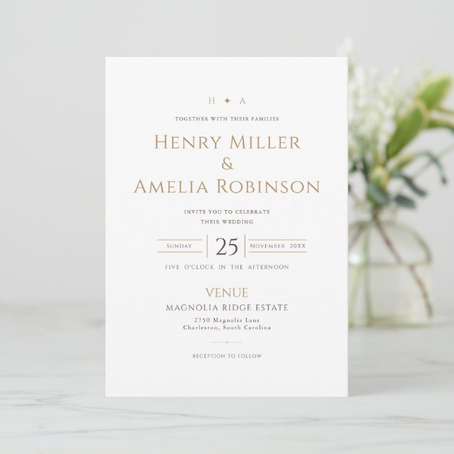 Invitation de mariage photo de luxe minimal (Debout devant)
