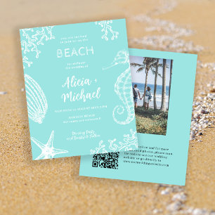 Invitation de mariage photo de plage avec QR CODE 