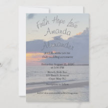 Invitation de mariage photo de plage Foi Espérance