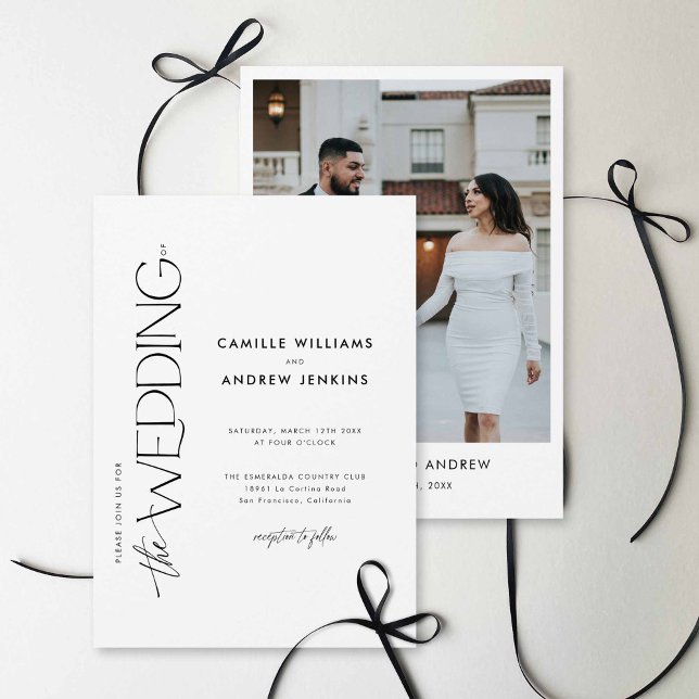 Invitation de mariage photo élégante et moderne mi (Elegant Minimal Photo Wedding Invitation)