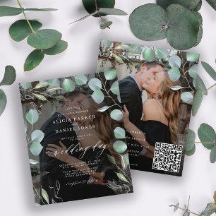 Invitation de mariage photo eucalyptus code QR bud