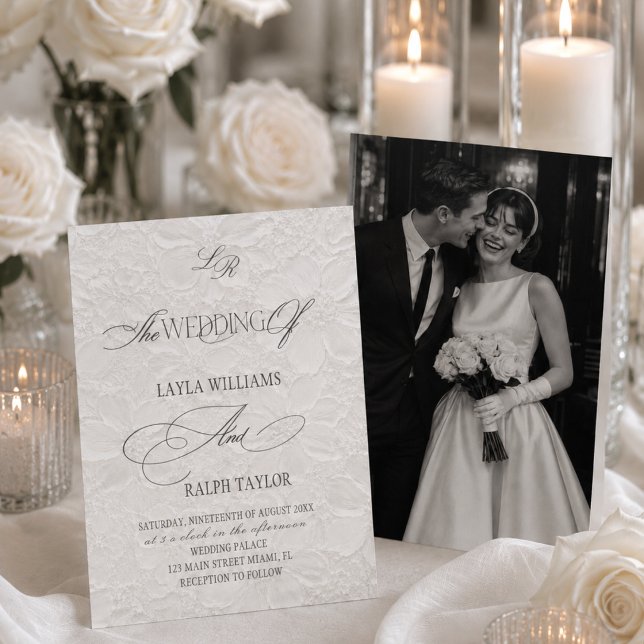 Invitation de mariage photo florale éditoriale de  (Créateur téléchargé)