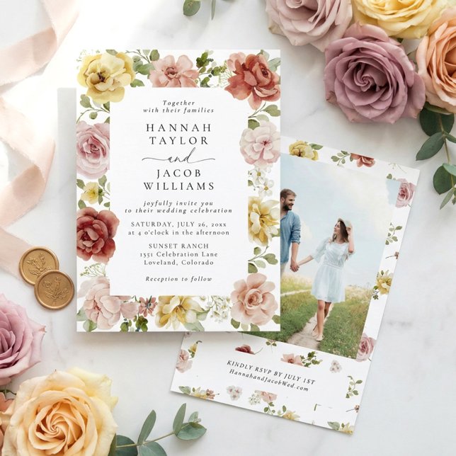 Invitation de mariage photo florale estivale (Créateur téléchargé)