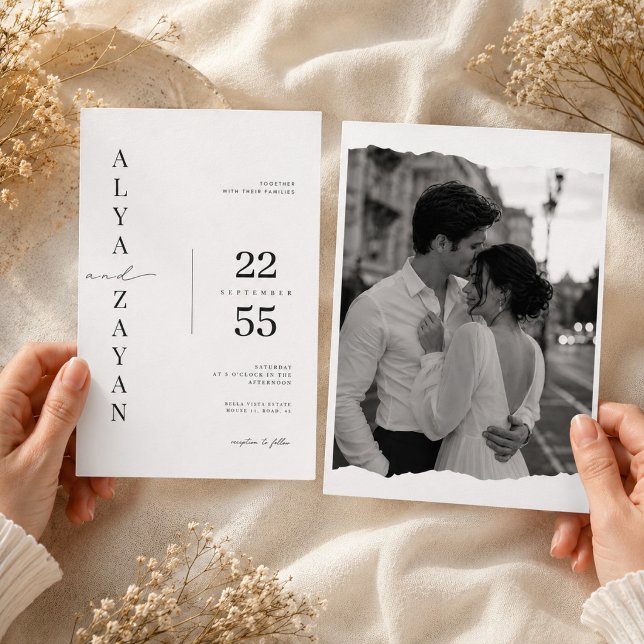 Invitation de mariage photo minimaliste moderne. (Créateur téléchargé)
