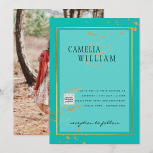 Invitation de mariage PHOTO moderne CODE QR RSVP S