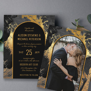 Invitation de mariage PHOTO noir abstrait budget