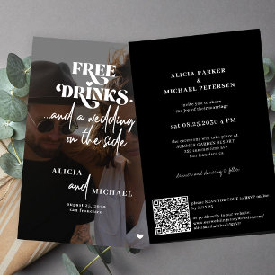 Invitation de mariage photo QR RSVP décontractée b