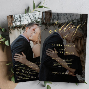 Invitation de mariage photo QR script or budget