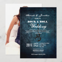 Invitation de mariage photo rétro vintage Rock n R