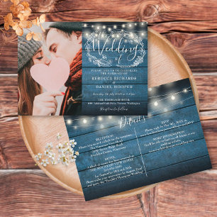 Invitation de mariage photo rustique bleu tout com