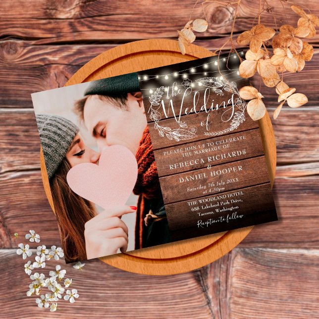 Invitation de mariage photo rustique tout-en-un (Créateur téléchargé)