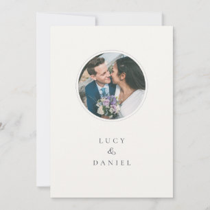 Invitation de mariage photo simple cercle bleu pou