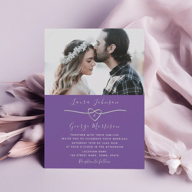 Invitation de mariage photo simple violet (Créateur téléchargé)