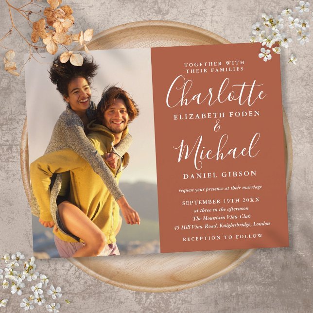Invitation de mariage photo sur script budgétaire  (Créateur téléchargé)