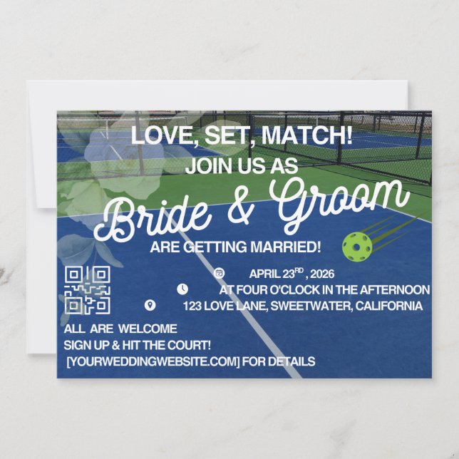 Invitation de mariage Pickleball - Sport de terrai (Devant)
