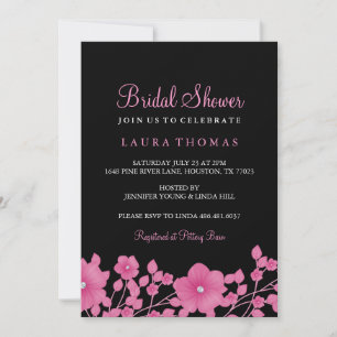 Invitation de mariage Pink & Black Diamond Flower