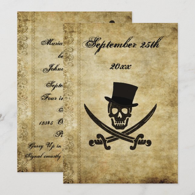 Invitation de mariage pirate (Devant / Derrière)