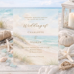 Invitation de mariage plage côtière océan