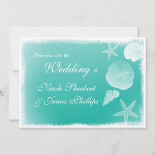 Invitation de mariage plage d'écume de mer coquill