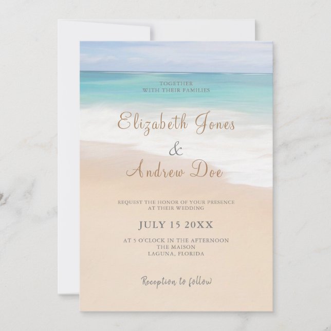 Invitation de mariage plage Mariage bord de mer/bo (Devant)