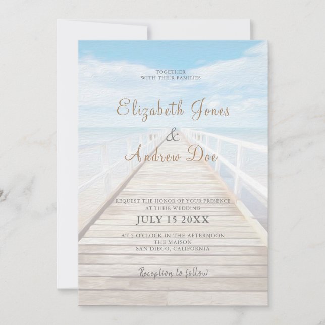 Invitation de mariage plage Mariage bord de mer/bo (Devant)